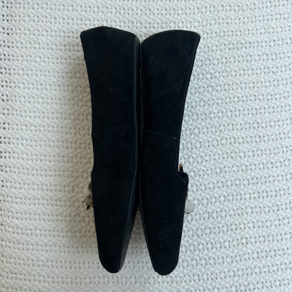 Birdies Starling Slippers Black Cozy Suede Faux Fur Leopard Tassel Old Money 6 - Picture 4 of 10